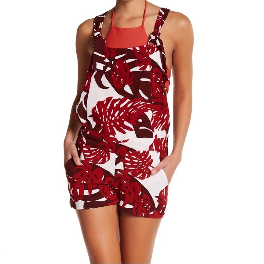Mikoh‎ Tropical Overall Romper Red White Size Medium